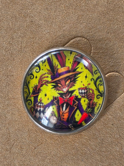 Alice in Wonderland Inspired Hellverse March Hare 20mm Stainless Steel Glass Cabochon Pin
