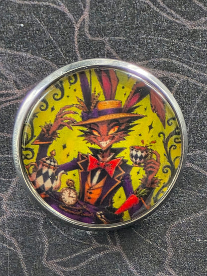 Alice in Wonderland Inspired Hellverse March Hare 20mm Stainless Steel Glass Cabochon Pin