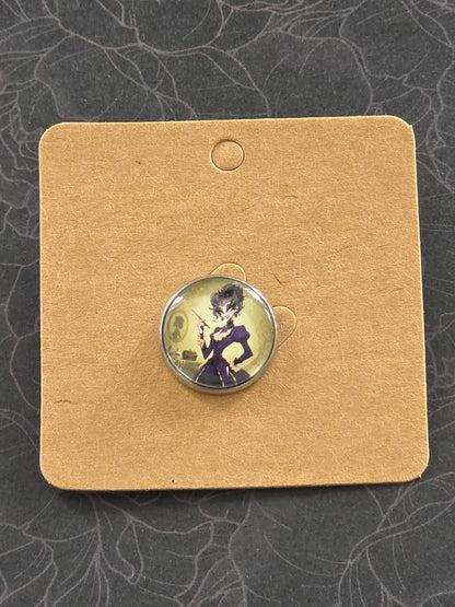 Cinderella Inspired Hellverse Step Mother 20mm Stainless Steel Glass Cabochon Pin