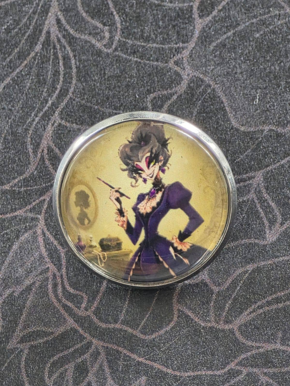 Cinderella Inspired Hellverse Step Mother 20mm Stainless Steel Glass Cabochon Pin