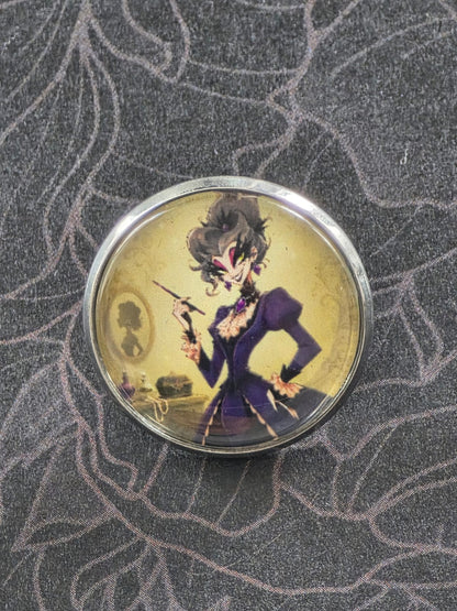 Cinderella Inspired Hellverse Step Mother 20mm Stainless Steel Glass Cabochon Pin