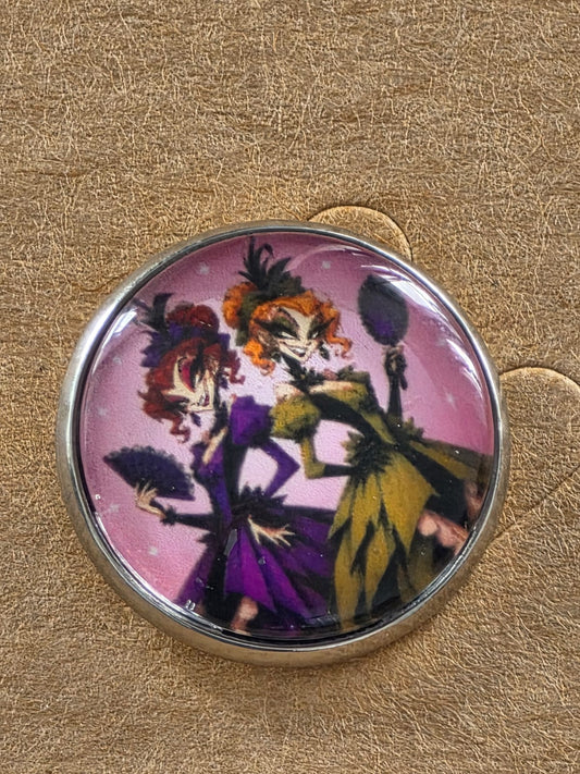Cinderella Inspired Hellverse Step Sisters 20mm Stainless Steel Glass Cabochon Pin