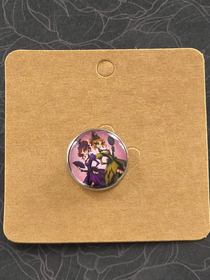 Cinderella Inspired Hellverse Step Sisters 20mm Stainless Steel Glass Cabochon Pin