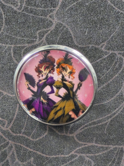 Cinderella Inspired Hellverse Step Sisters 20mm Stainless Steel Glass Cabochon Pin