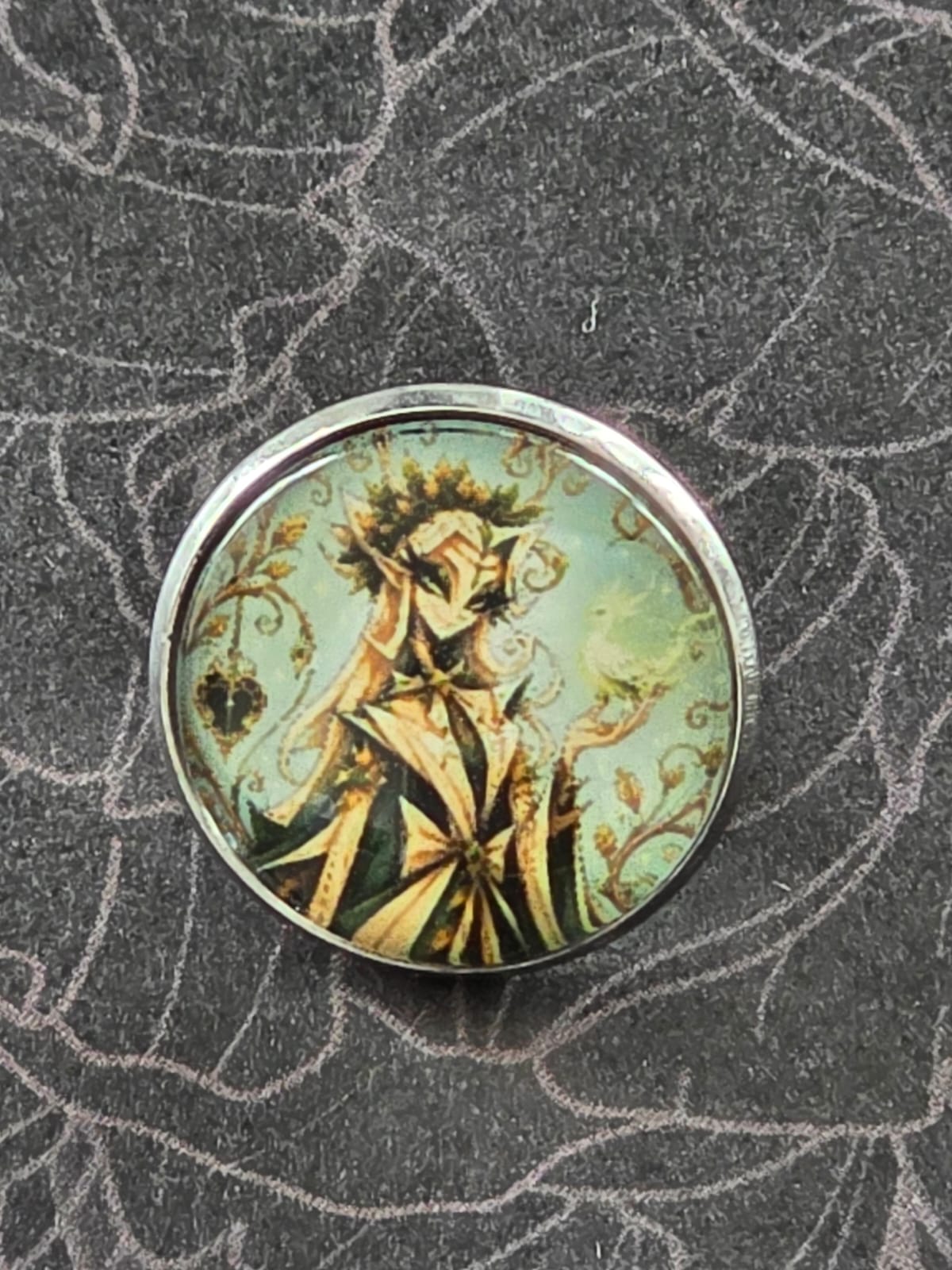 Cinderella Inspired Hellverse Mother Spirit 20mm Stainless Steel Glass Cabochon Pin