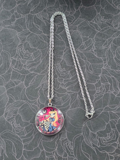 Alice in Wonderland Inspired Hellverse Alice 30mm Pendant Stainless Steel 20 Inch Necklace