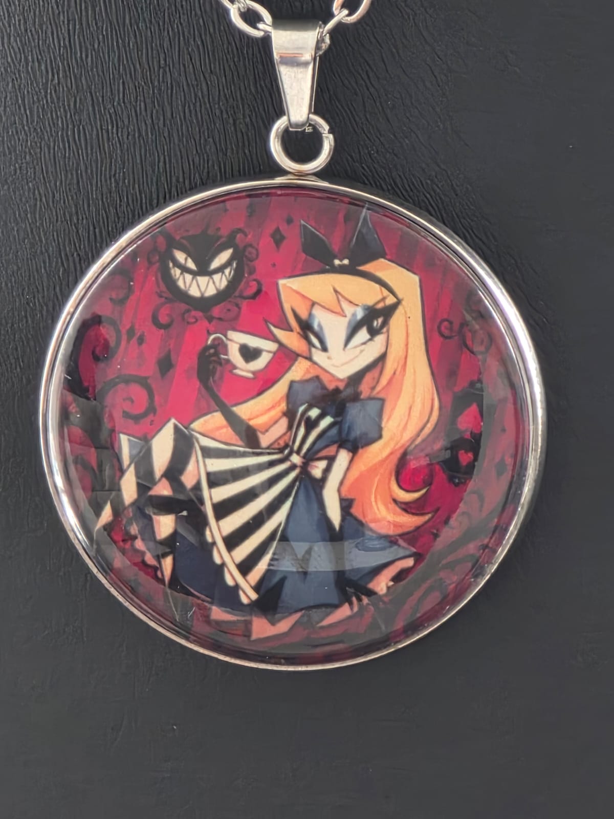 Alice in Wonderland Inspired Hellverse Alice 30mm Pendant Stainless Steel 20 Inch Necklace