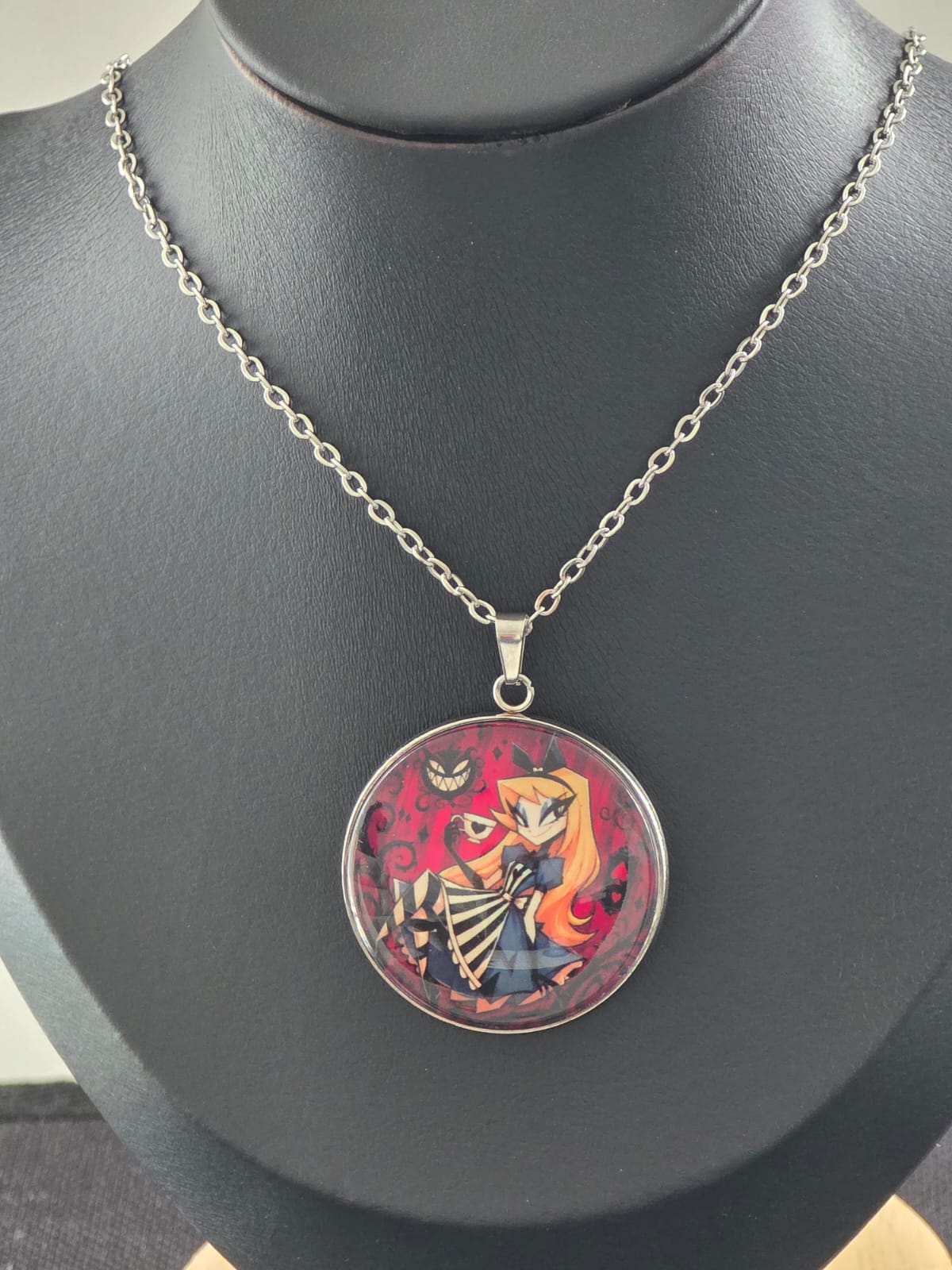 Alice in Wonderland Inspired Hellverse Alice 30mm Pendant Stainless Steel 20 Inch Necklace