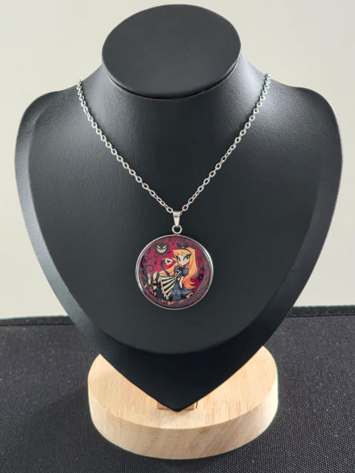 Alice in Wonderland Inspired Hellverse Alice 30mm Pendant Stainless Steel 20 Inch Necklace