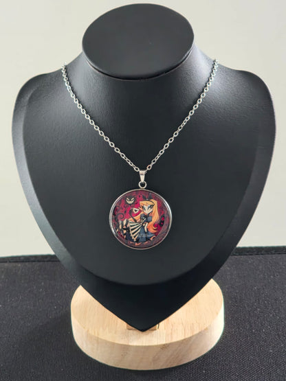 Alice in Wonderland Inspired Hellverse Alice 30mm Pendant Stainless Steel 20 Inch Necklace