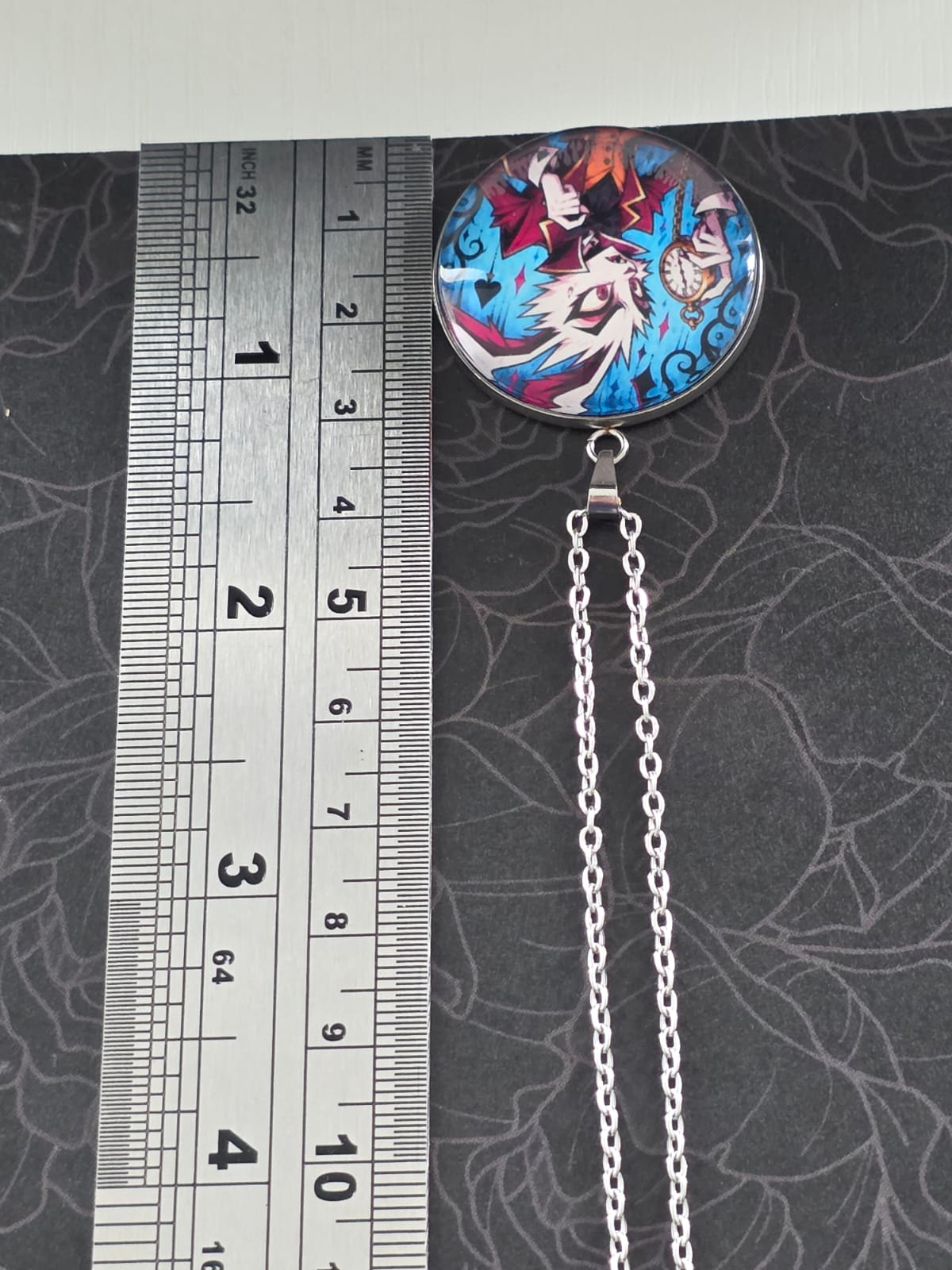Alice in Wonderland Inspired Hellverse White Rabbit 30mm Pendant Stainless Steel 20 Inch Necklace