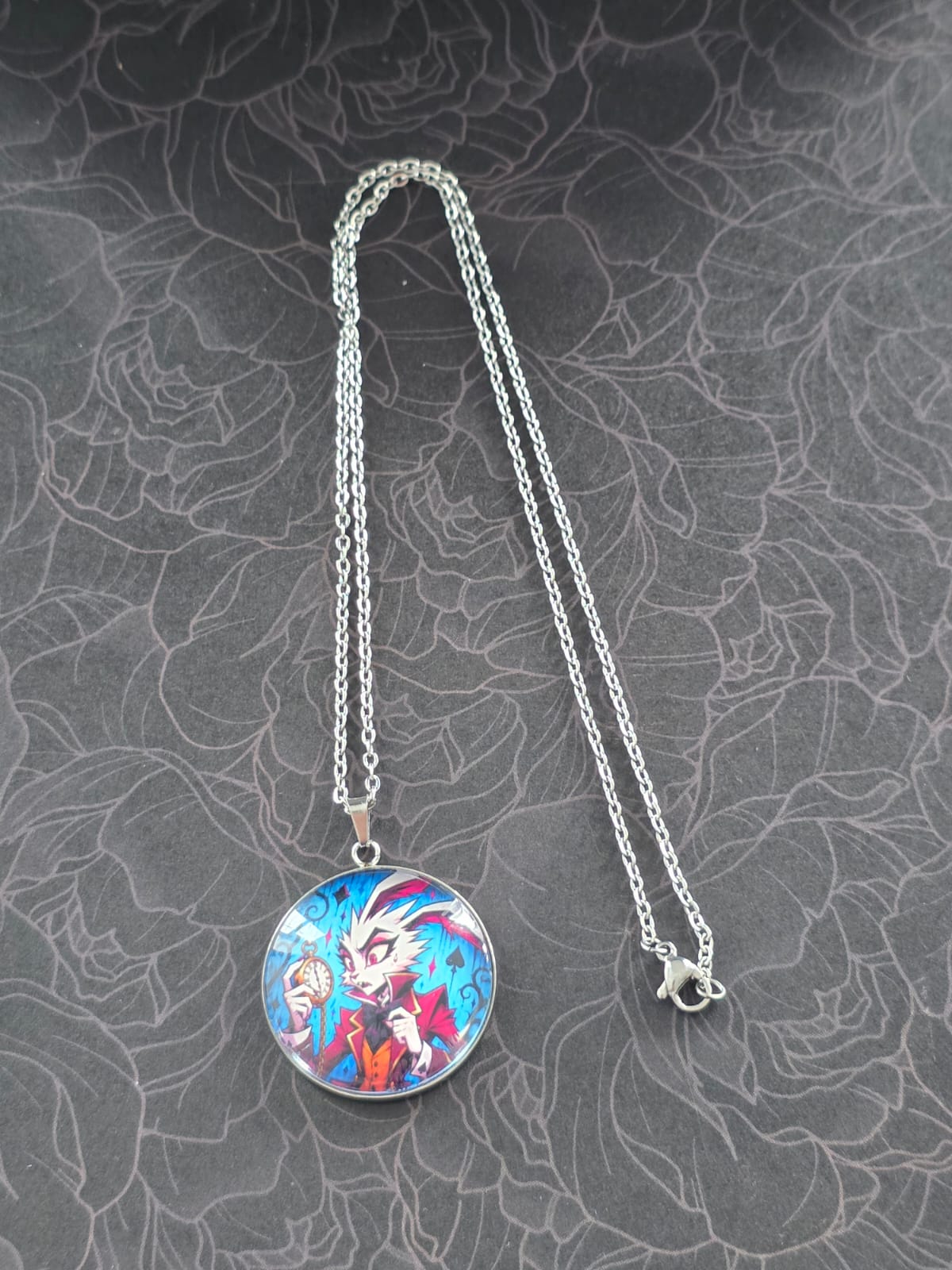 Alice in Wonderland Inspired Hellverse White Rabbit 30mm Pendant Stainless Steel 20 Inch Necklace