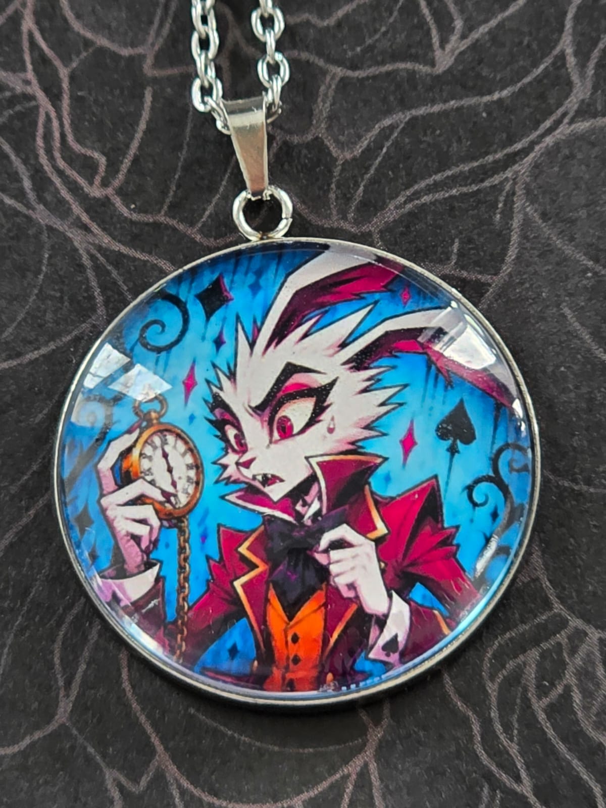Alice in Wonderland Inspired Hellverse White Rabbit 30mm Pendant Stainless Steel 20 Inch Necklace