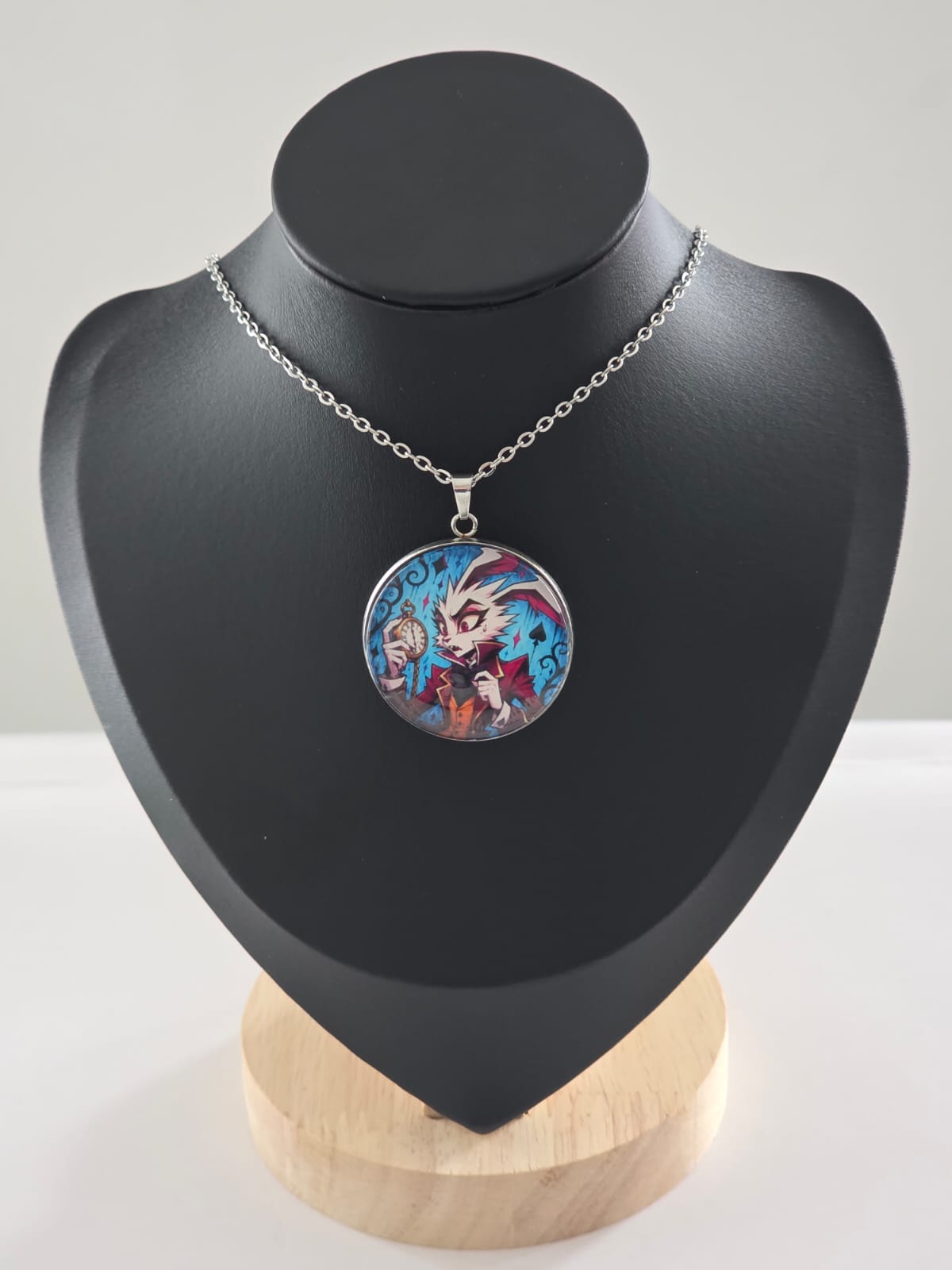 Alice in Wonderland Inspired Hellverse White Rabbit 30mm Pendant Stainless Steel 20 Inch Necklace