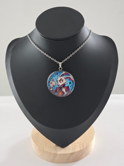 Alice in Wonderland Inspired Hellverse White Rabbit 30mm Pendant Stainless Steel 20 Inch Necklace