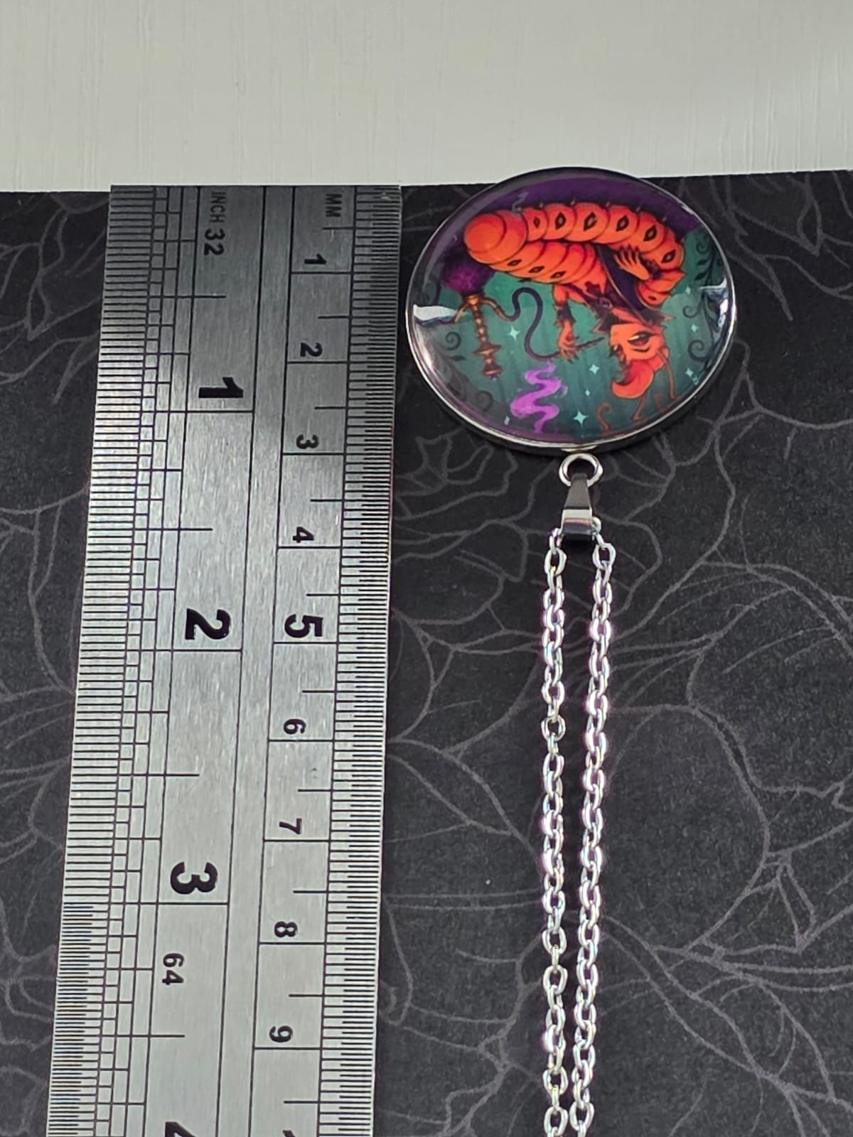 Alice in Wonderland Inspired Hellverse Caterpillar 30mm Pendant Stainless Steel 20 Inch Necklace