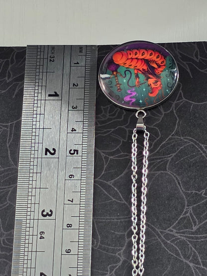 Alice in Wonderland Inspired Hellverse Caterpillar 30mm Pendant Stainless Steel 20 Inch Necklace