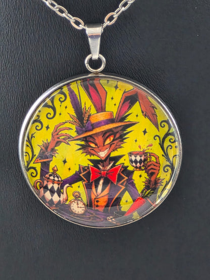 Alice in Wonderland Inspired Hellverse March Hare 30mm Pendant Stainless Steel 20 Inch Necklace