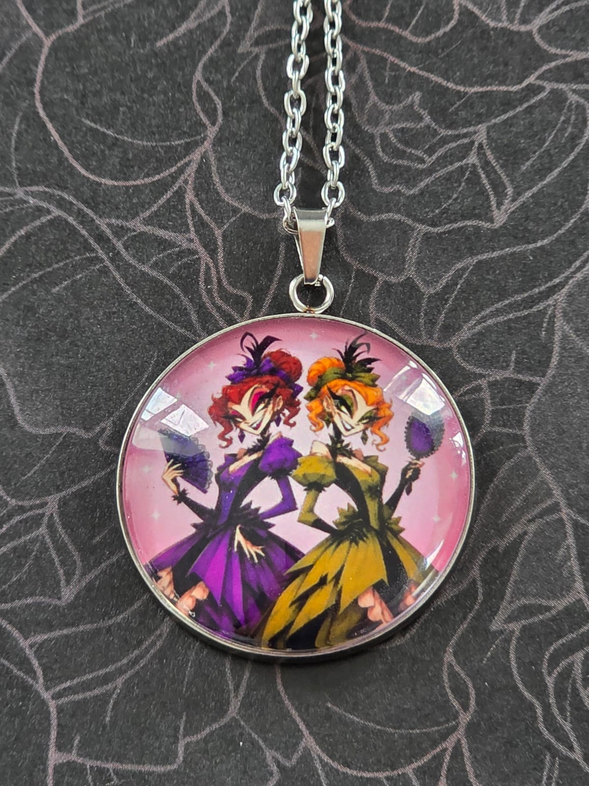 Cinderella Inspired Hellverse Step Sisters 30mm Pendant Stainless Steel 20 Inch Necklace