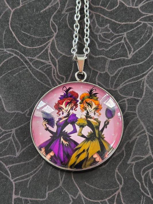 Cinderella Inspired Hellverse Step Sisters 30mm Pendant Stainless Steel 20 Inch Necklace