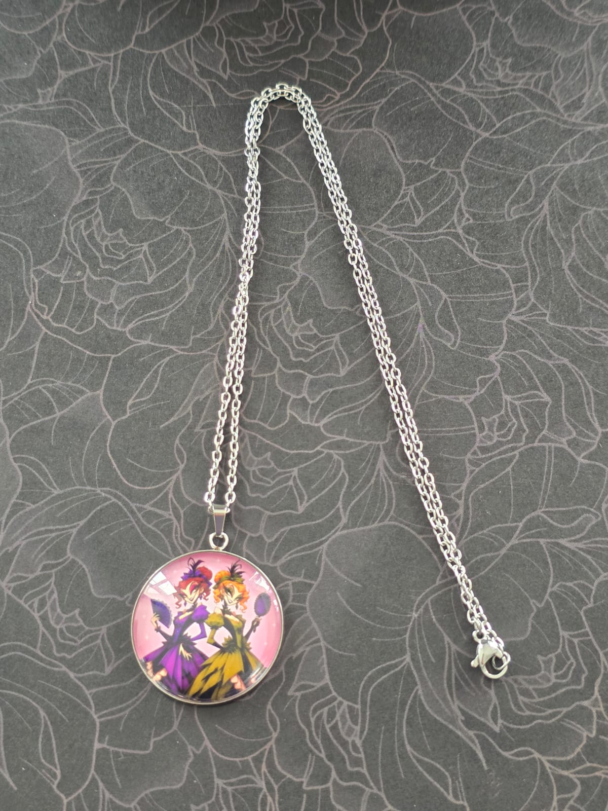 Cinderella Inspired Hellverse Step Sisters 30mm Pendant Stainless Steel 20 Inch Necklace