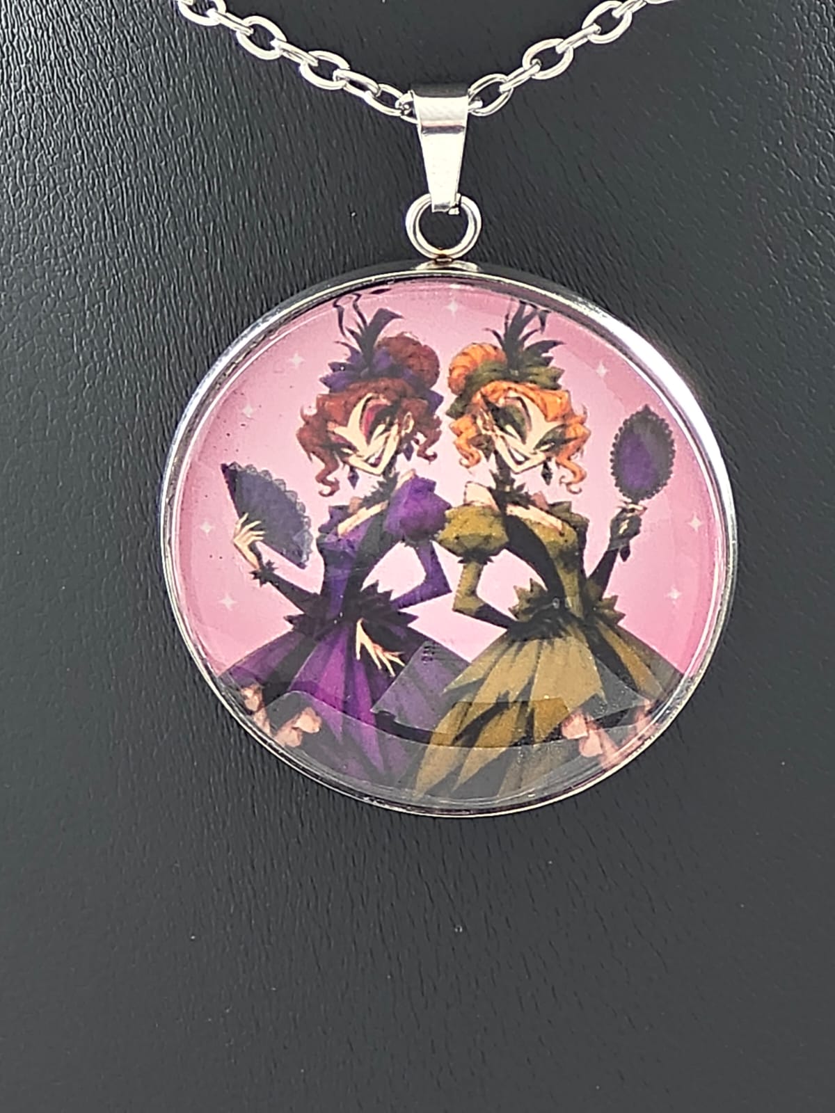 Cinderella Inspired Hellverse Step Sisters 30mm Pendant Stainless Steel 20 Inch Necklace