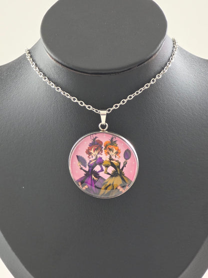 Cinderella Inspired Hellverse Step Sisters 30mm Pendant Stainless Steel 20 Inch Necklace