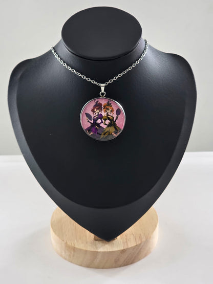 Cinderella Inspired Hellverse Step Sisters 30mm Pendant Stainless Steel 20 Inch Necklace