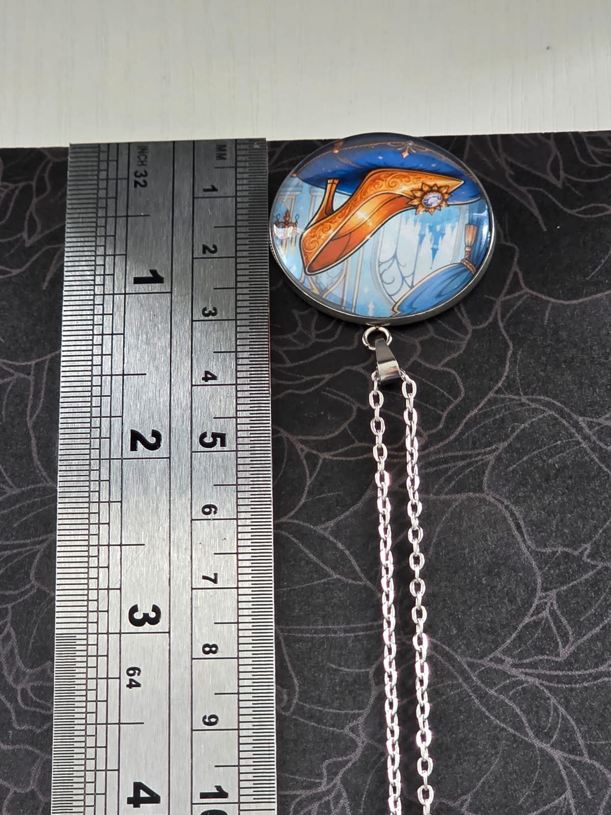 Cinderella Inspired Hellverse Golden Slipper 30mm Pendant Stainless Steel 20 Inch Necklace