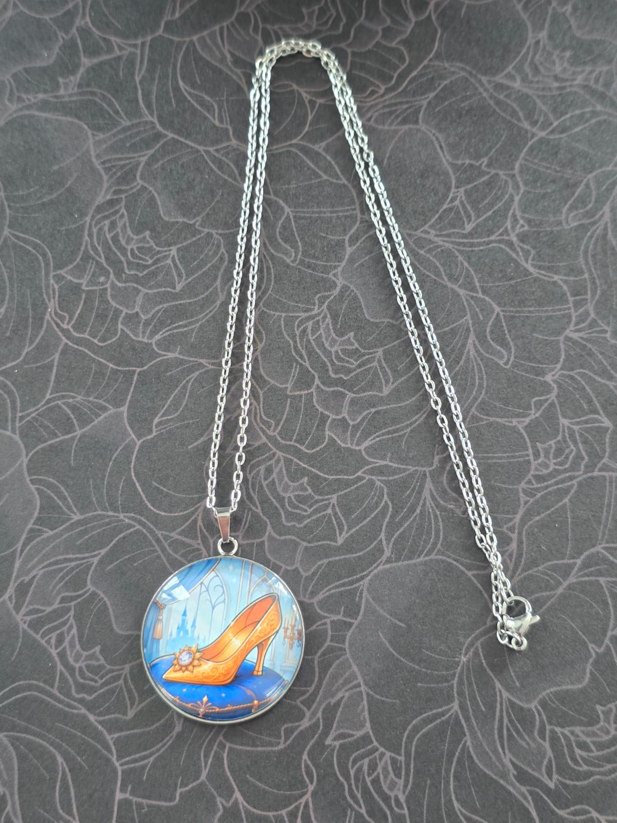Cinderella Inspired Hellverse Golden Slipper 30mm Pendant Stainless Steel 20 Inch Necklace