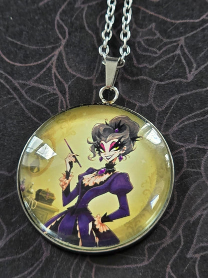 Cinderella Inspired Hellverse Step Mother 30mm Pendant Stainless Steel 20 Inch Necklace