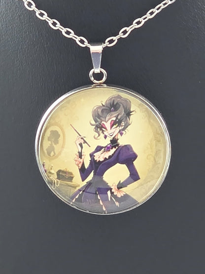 Cinderella Inspired Hellverse Step Mother 30mm Pendant Stainless Steel 20 Inch Necklace