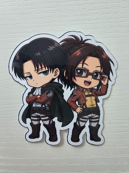 Attack on Titan Inspired Levi & Zoe Hange Glossy Vinyl Die Cut Sticker | 2 Sizes Available