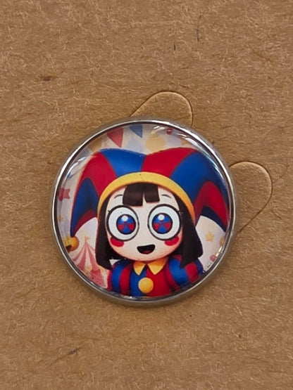 The Amazing Digital Circus Inspired Pomni 20mm Stainless Steel Glass Cabochon Pin