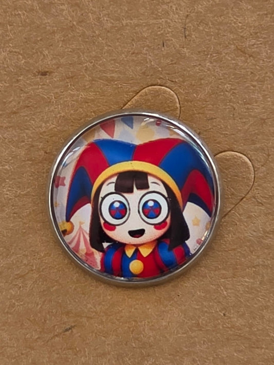 The Amazing Digital Circus Inspired Pomni 20mm Stainless Steel Glass Cabochon Pin