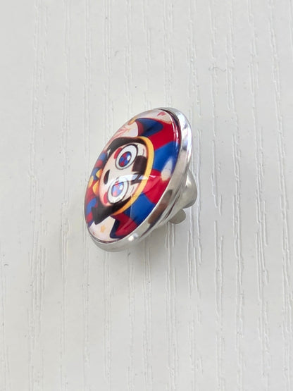 The Amazing Digital Circus Inspired Pomni 20mm Stainless Steel Glass Cabochon Pin