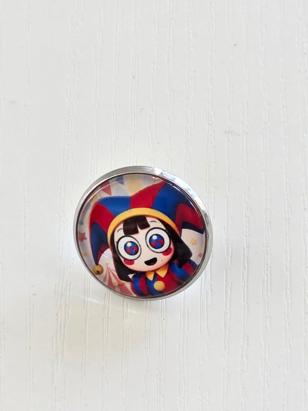 The Amazing Digital Circus Inspired Pomni 20mm Stainless Steel Glass Cabochon Pin