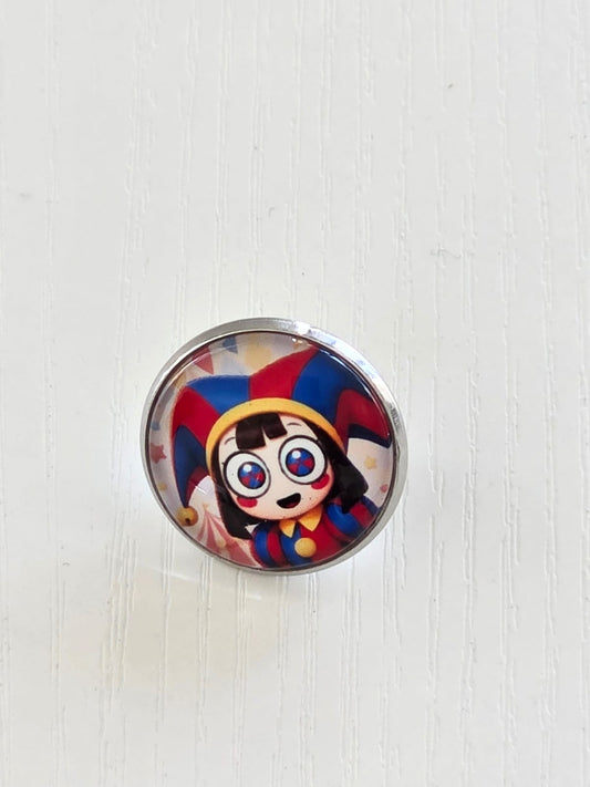 The Amazing Digital Circus Inspired Pomni 20mm Stainless Steel Glass Cabochon Pin