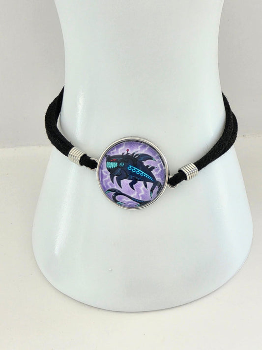 Hazbin Hotel Inspired Shock.wav 20mm Faux Suede Adjustable Bracelet