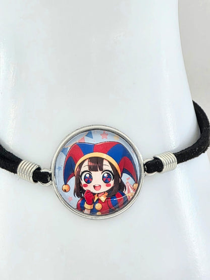 The Amazing Digital Circus Inspired Pomni 20mm Faux Suede Adjustable Bracelet
