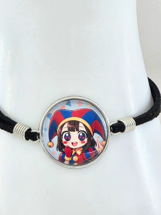 The Amazing Digital Circus Inspired Pomni 20mm Faux Suede Adjustable Bracelet
