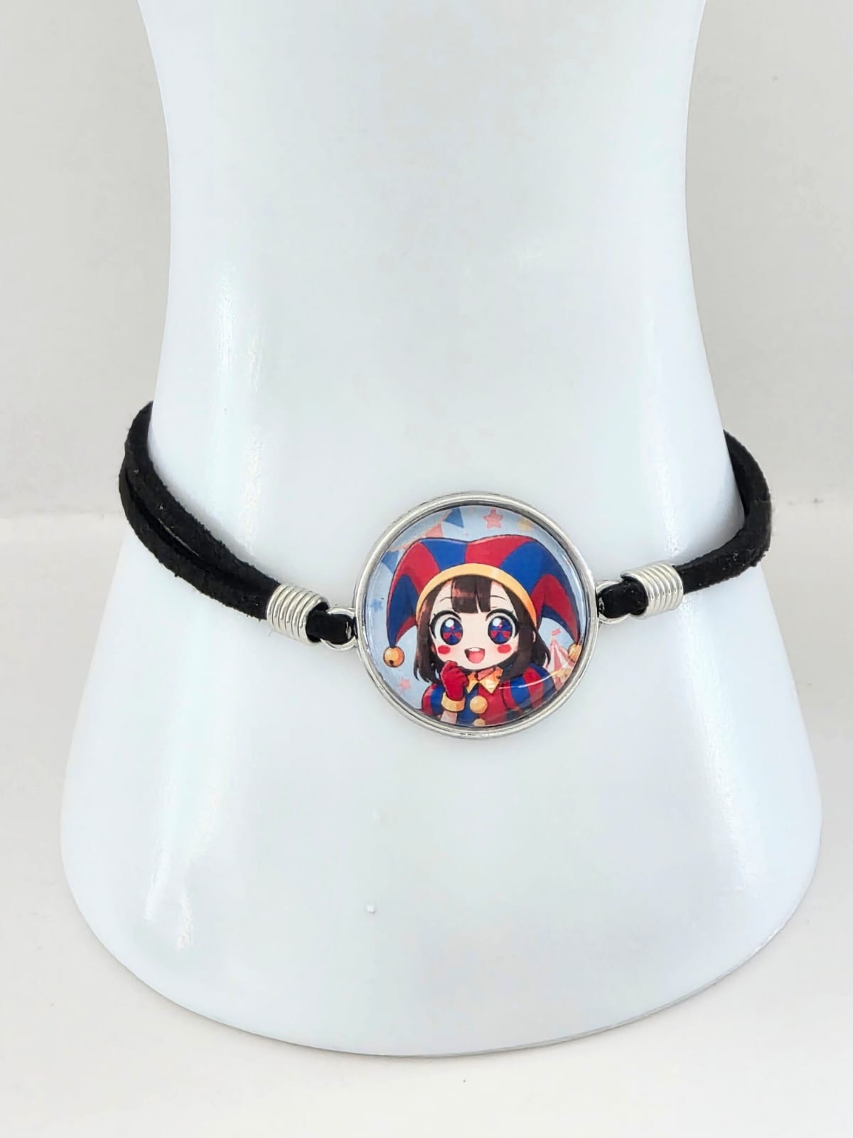 The Amazing Digital Circus Inspired Pomni 20mm Faux Suede Adjustable Bracelet