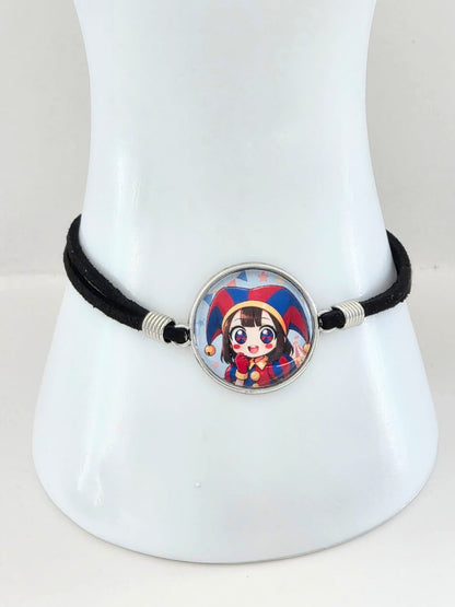 The Amazing Digital Circus Inspired Pomni 20mm Faux Suede Adjustable Bracelet