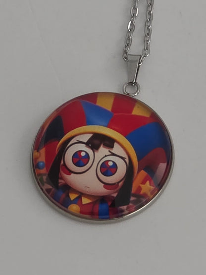 The Amazing Digital Circus Inspired Pomni 30mm Stainless Steel 20 Inch Necklace
