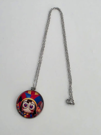 The Amazing Digital Circus Inspired Pomni 30mm Stainless Steel 20 Inch Necklace