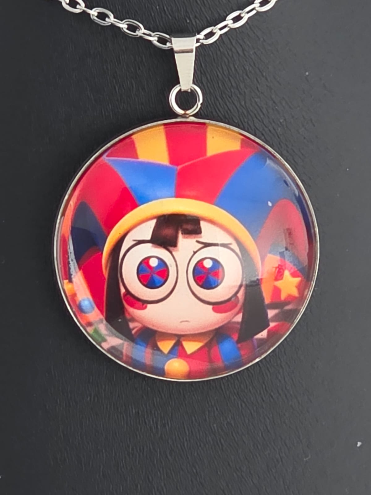The Amazing Digital Circus Inspired Pomni 30mm Stainless Steel 20 Inch Necklace