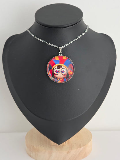 The Amazing Digital Circus Inspired Pomni 30mm Stainless Steel 20 Inch Necklace