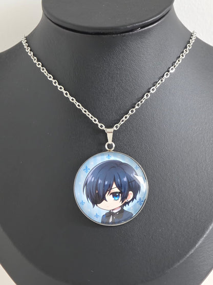 Black Butler (Kuroshitsuji) Inspired Ciel 30mm Pendant Stainless Steel 20 Inch Necklace