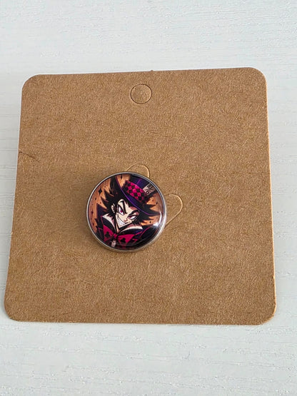 Alice in Wonderland Inspired Hellverse Hatter 20mm Stainless Steel Glass Cabochon Pin