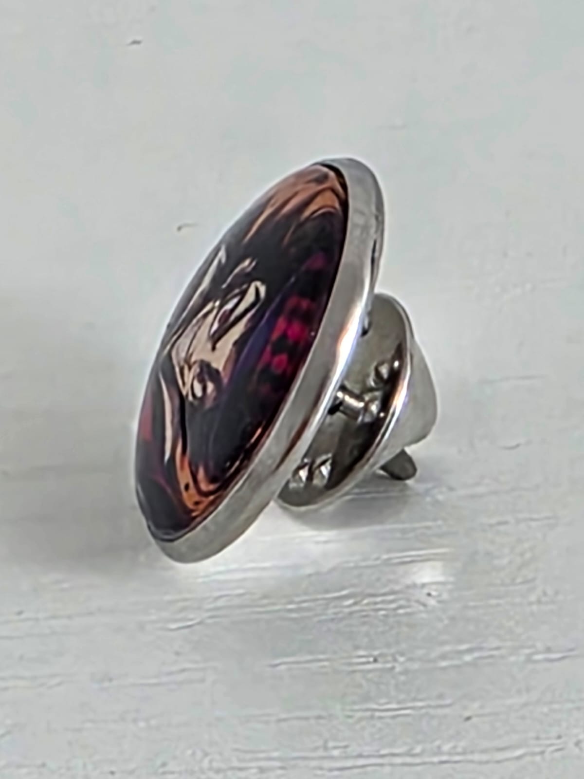 Alice in Wonderland Inspired Hellverse Hatter 20mm Stainless Steel Glass Cabochon Pin